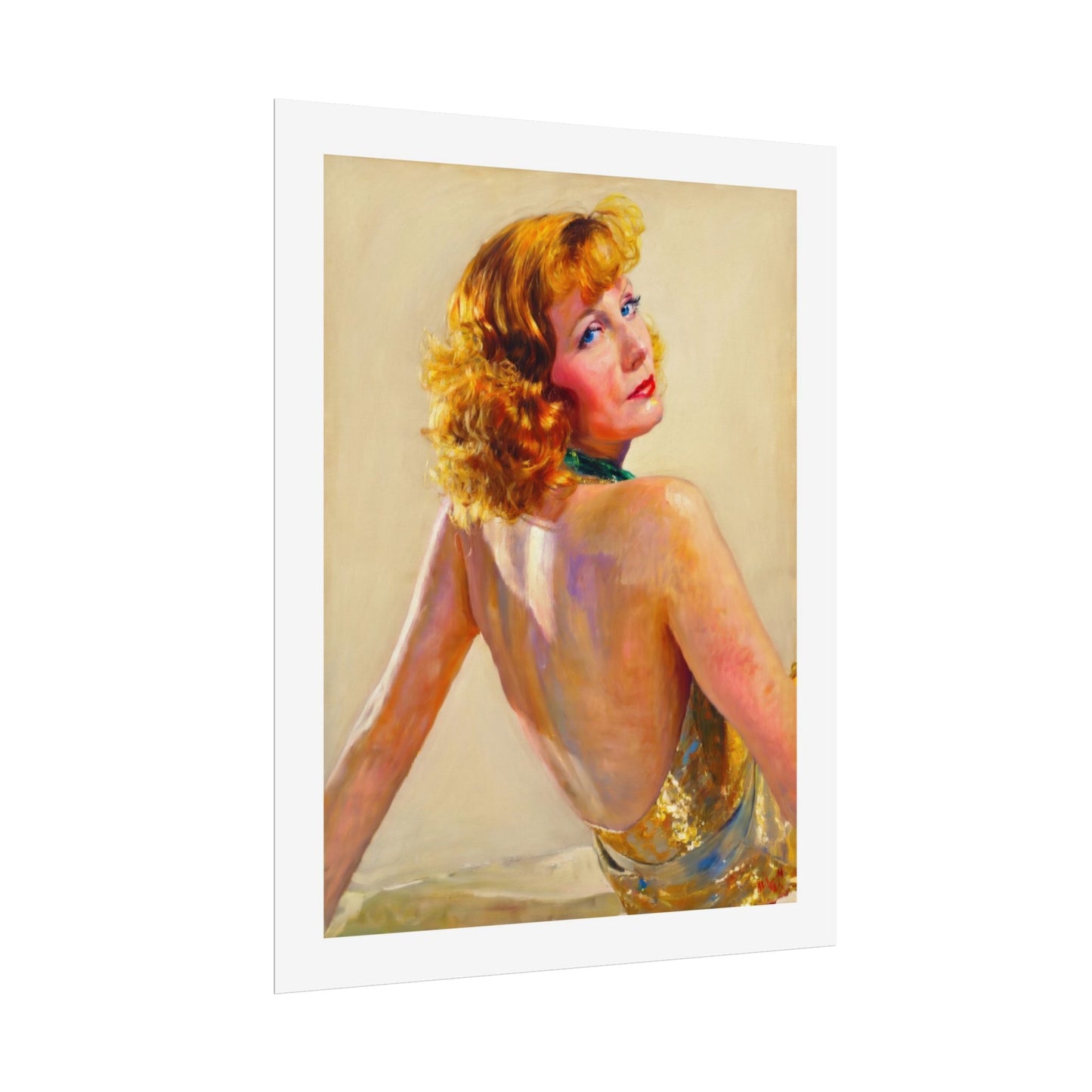 Vintage Pin-Up Art Poster - Glamorous Back-View Portrait Rolled Art Print