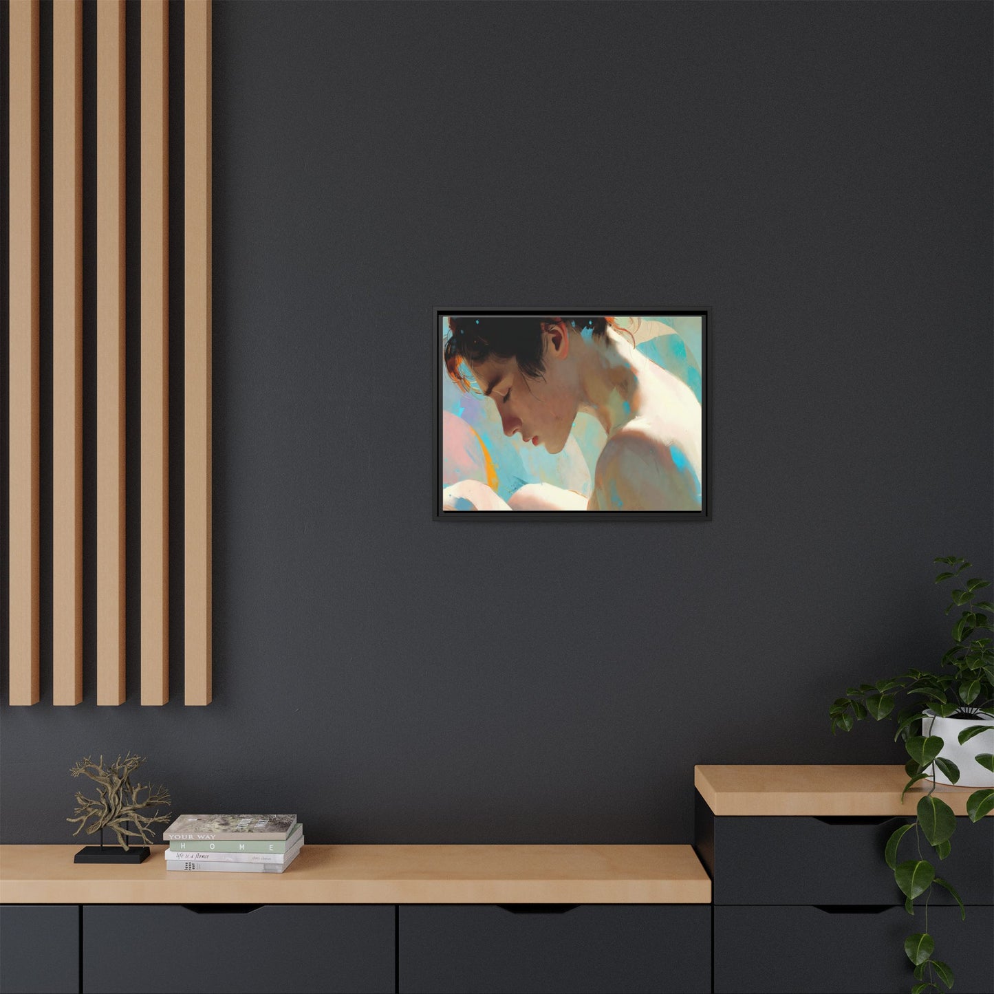 Framed Matte Canvas Print — Dreamy Portrait Art (Multi‑Color)