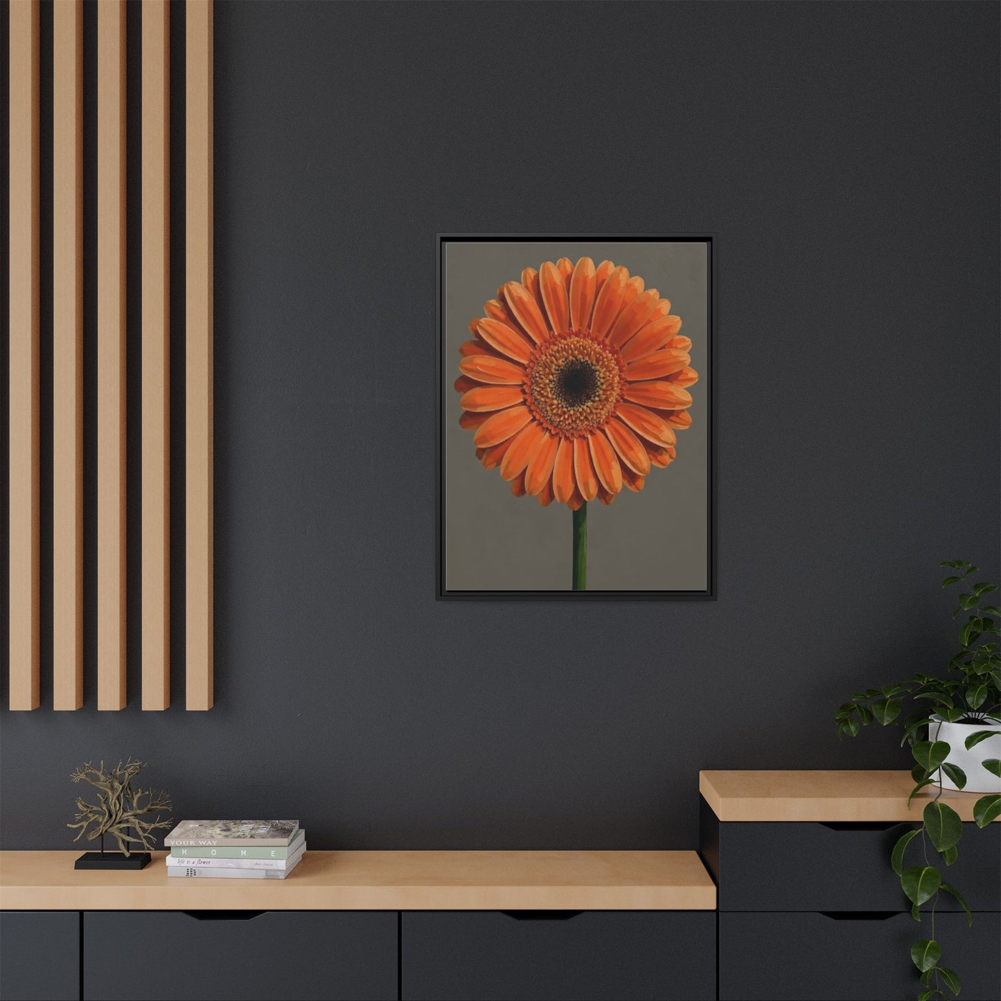 Orange Gerbera Daisy Matte Canvas Print (Framed)