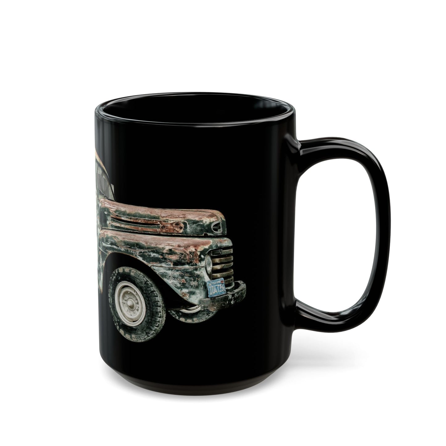 Vintage Rusty Truck Black Coffee Mug — Retro Classic Pickup Gift