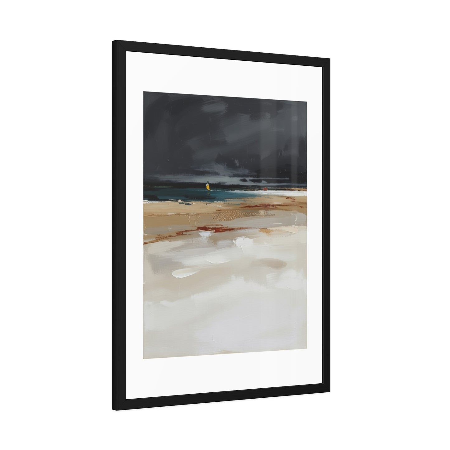 Framed Coastal Beach Print — Moody Seascape Poster in Black Frame