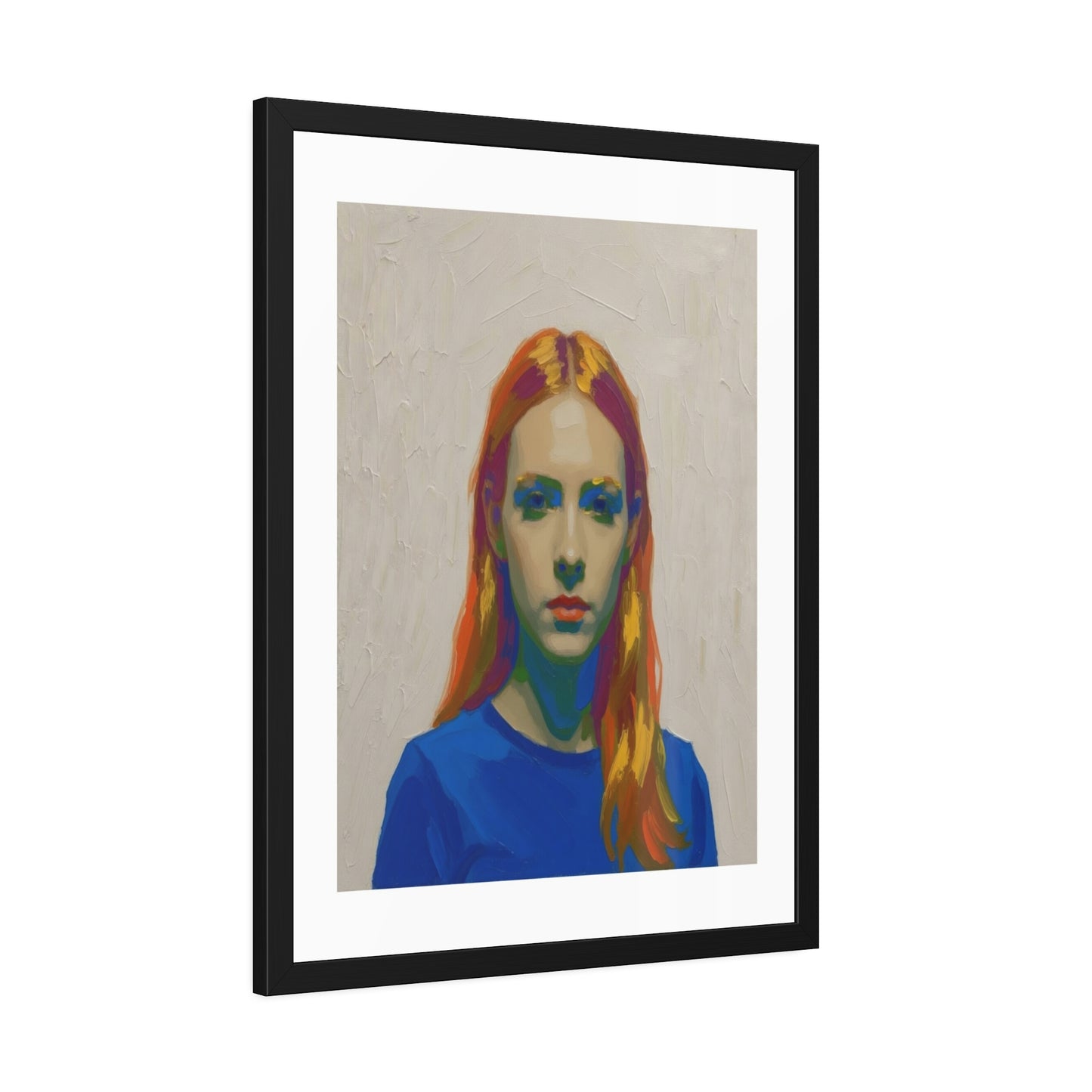 Framed Art Print — Colorful Portrait of Red-Haired Woman, Modern Pop Portrait Wall Art