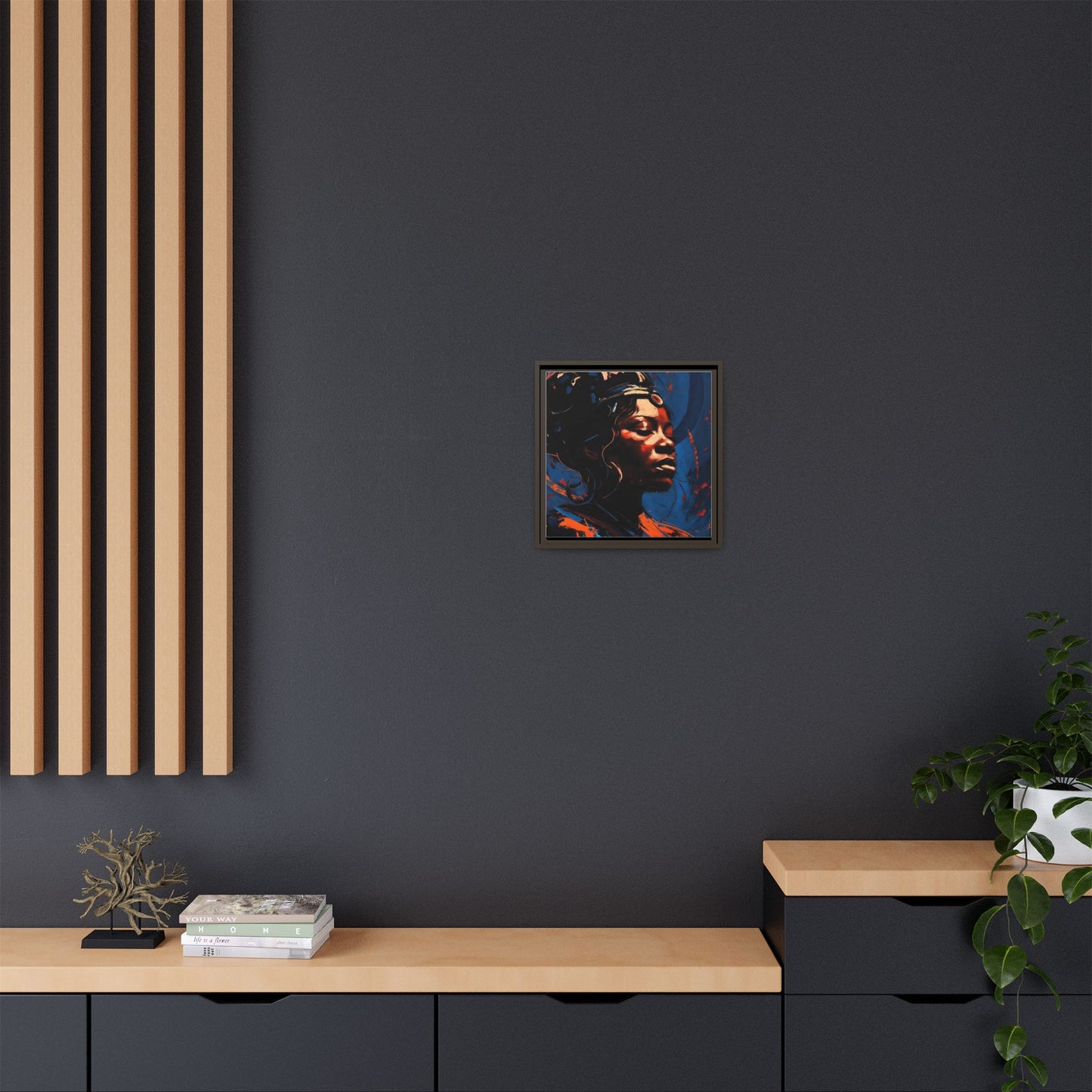 Framed Matte Canvas Art - Vibrant Portrait of a Black Woman (Multi-Color)