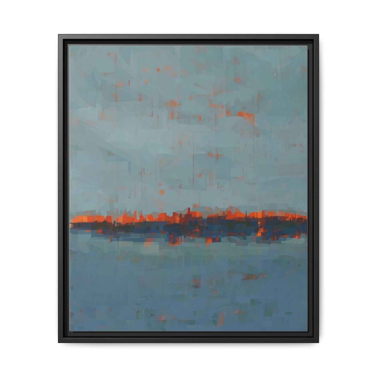 Framed Canvas Art — Teal & Orange Abstract Seascape