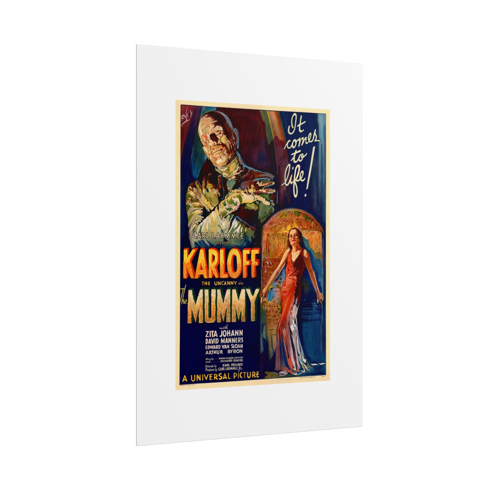 The Mummy 1932 film poster by Karoly Grosz Wall Art Print (Karloff "It Comes to Life!")