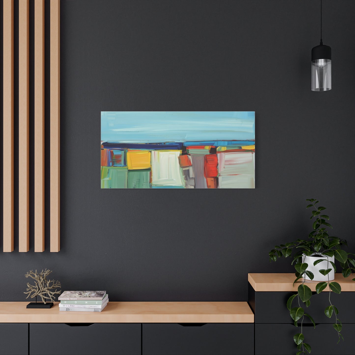 Abstract Coastal Landscape Canvas Print — Colorful Modern Seascape Wall Art
