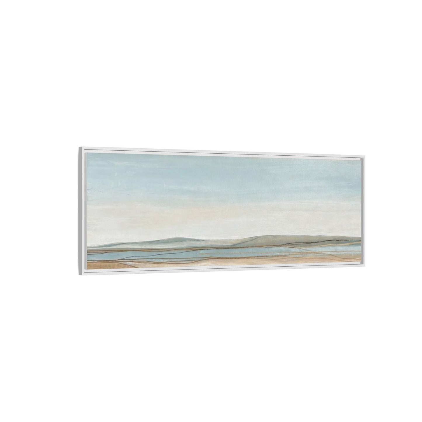 Framed Abstract Landscape Matte Canvas — Serene Coastal Horizon Wall Art