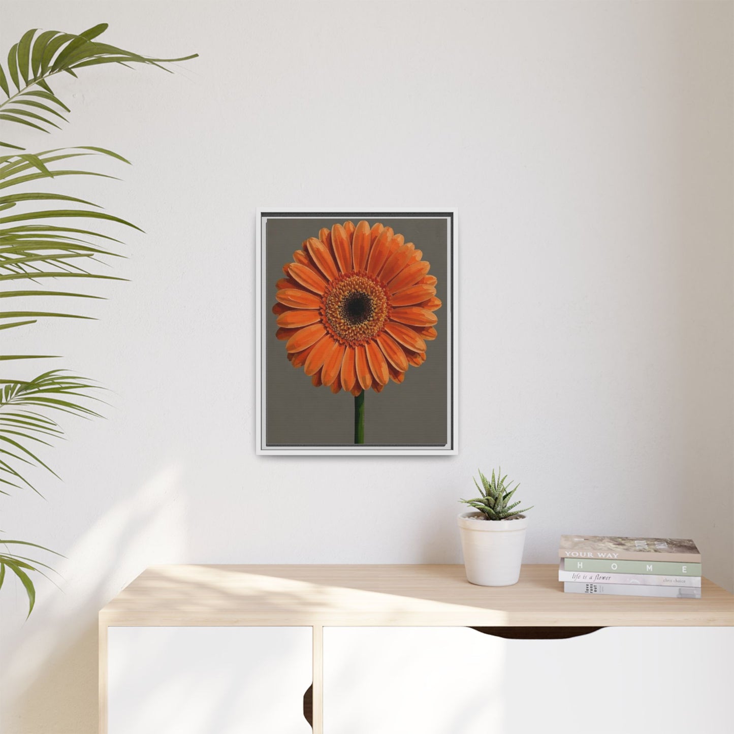 Orange Gerbera Daisy Matte Canvas Print (Framed)
