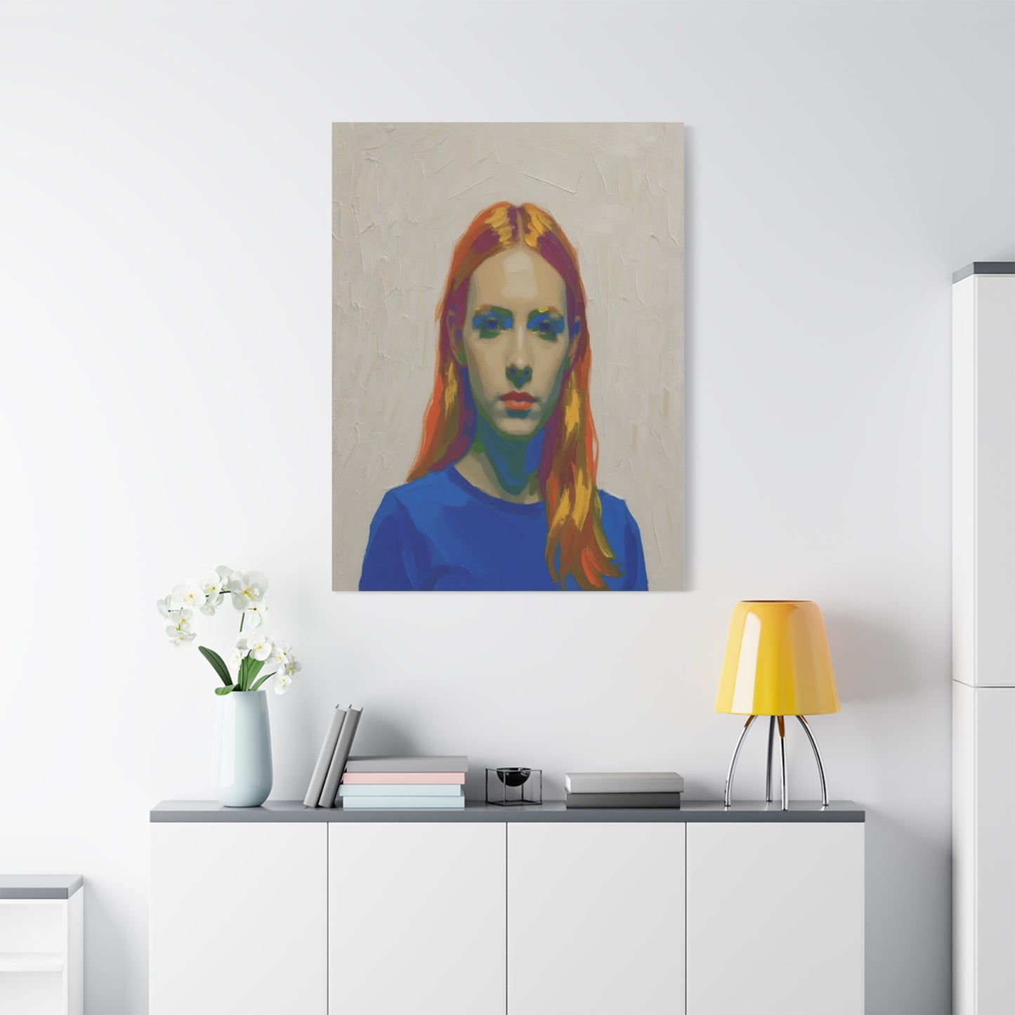Modern Pop Portrait Canvas — Colorful Woman Matte Stretched Wall Art