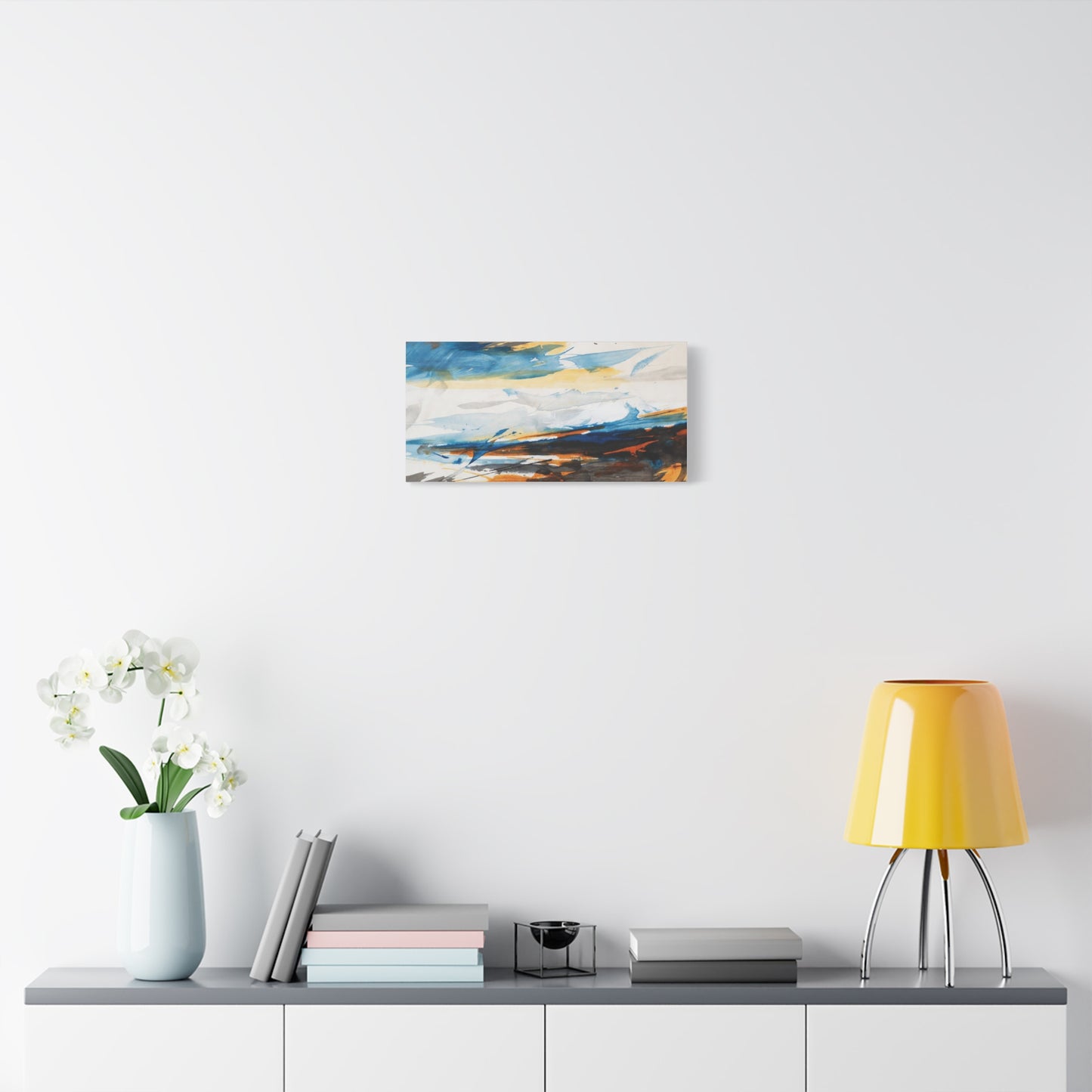 Abstract Oceanic Canvas Print — Blue & Amber Stretched Wall Art