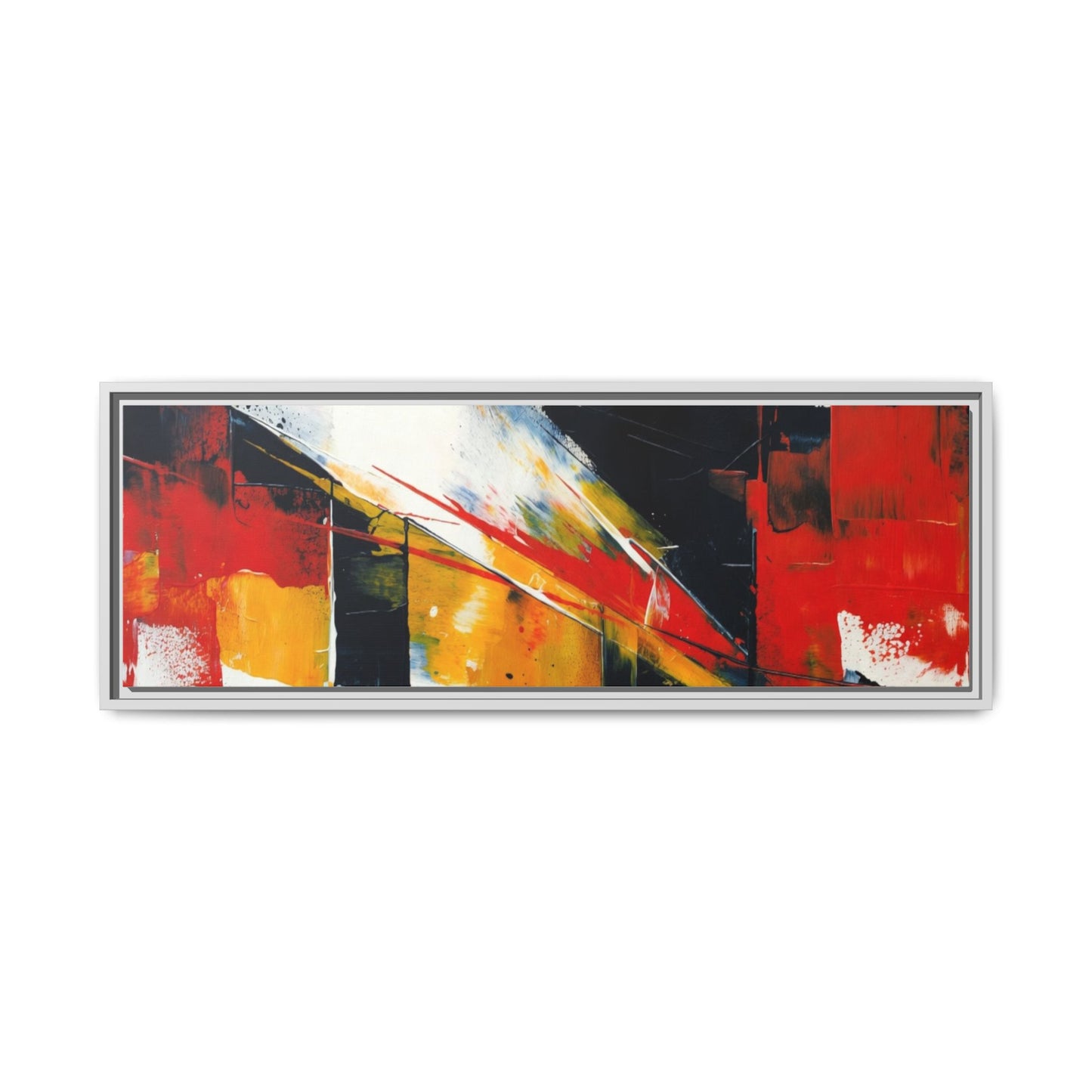 Abstract Red & Black Framed Canvas Print — Modern Geometric Wall Art