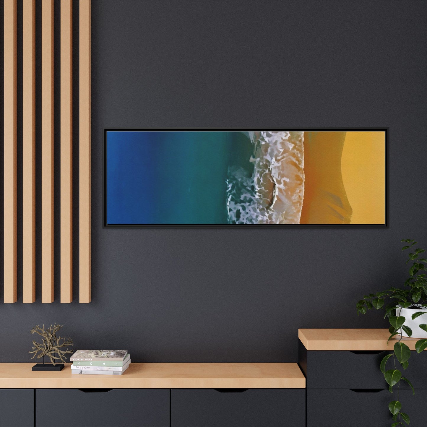 Framed Matte Canvas Seascape Print – Coastal Waves Wall Art