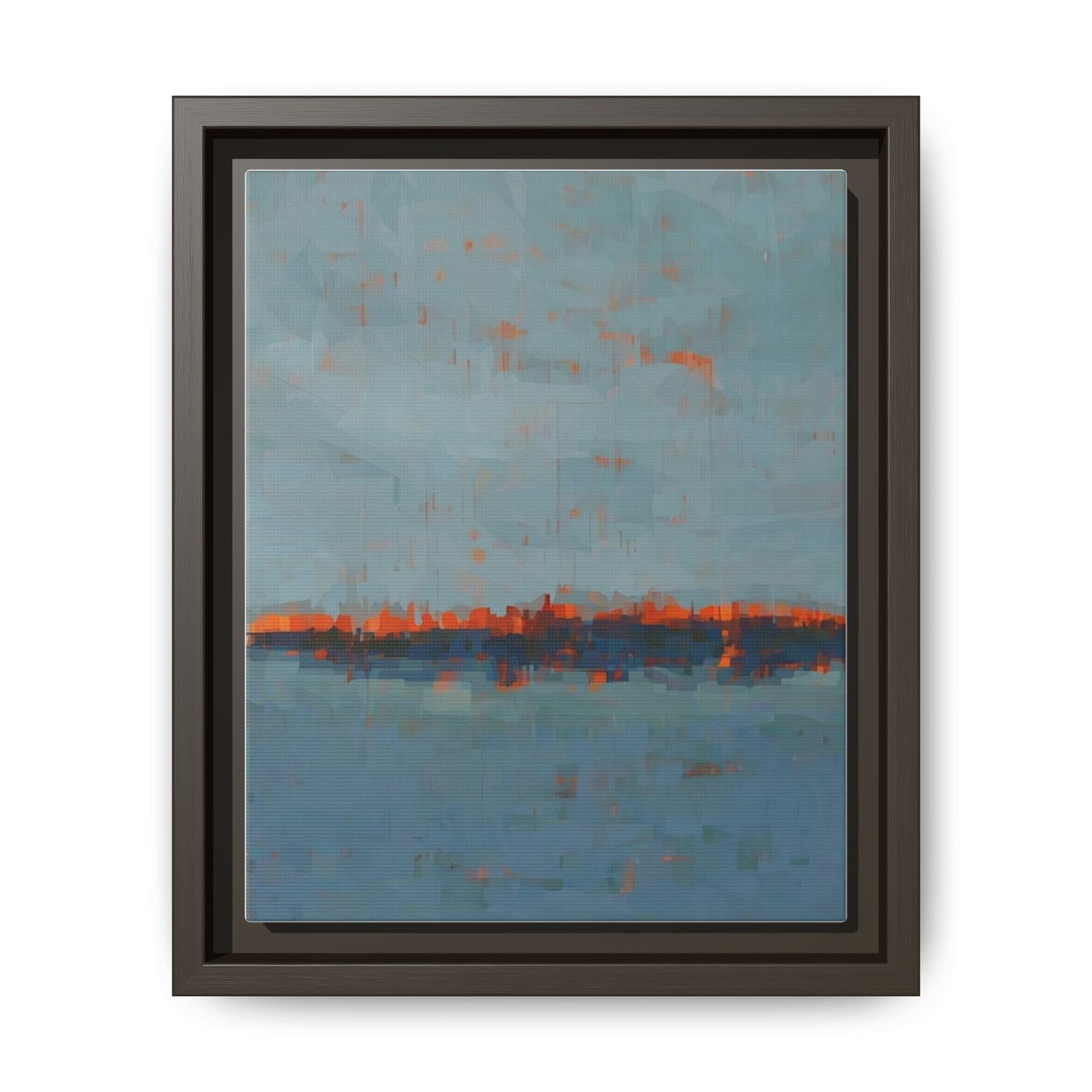 Framed Canvas Art — Teal & Orange Abstract Seascape