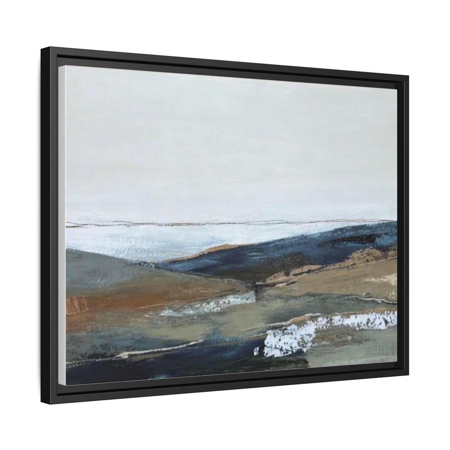 Framed Matte Canvas Wall Art — Serene Coastal Abstract Landscape