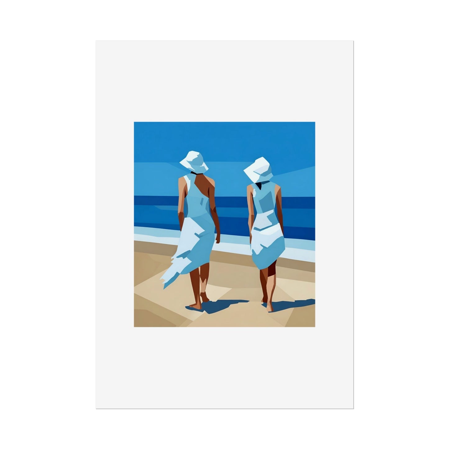 Beach Stroll Art Poster — Minimalist Coastal Print (Rolled Poster)