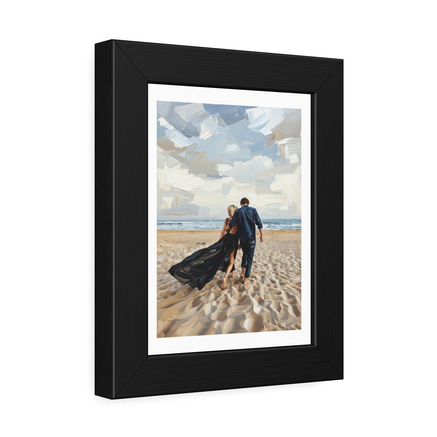 Framed Poster — Romantic Beach Couple Art Print