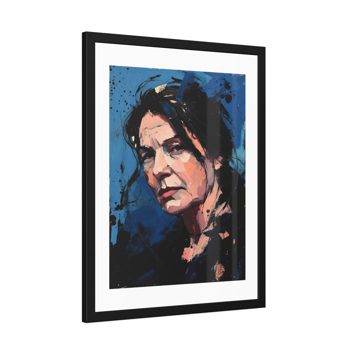 Framed Women in Blue Paper Posters