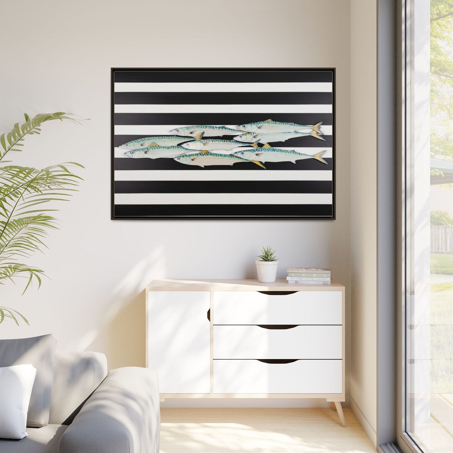 Striped Mackerel Canvas Print — Framed Matte Fish Wall Art