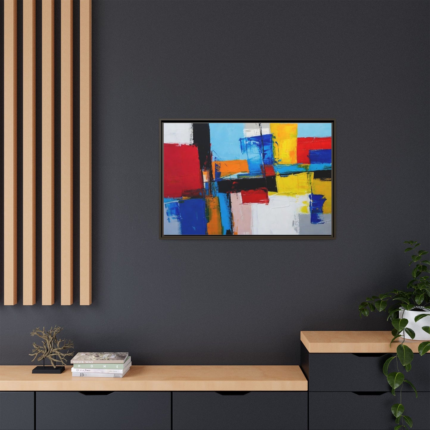 Abstract Color Block Matte Canvas Framed Wall Art