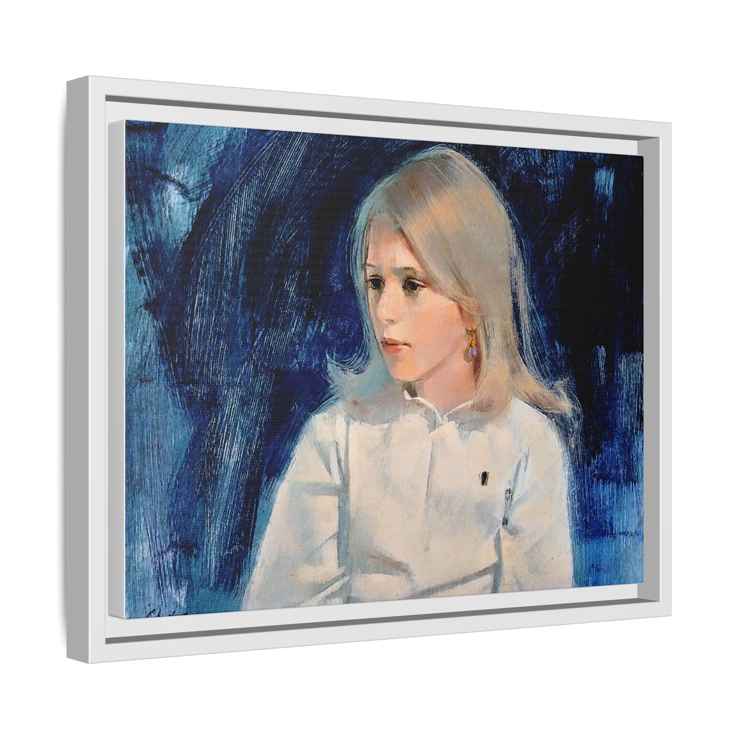 Painting of girl by Unknown Artist Framed Matte Canvas Classic Wall Art