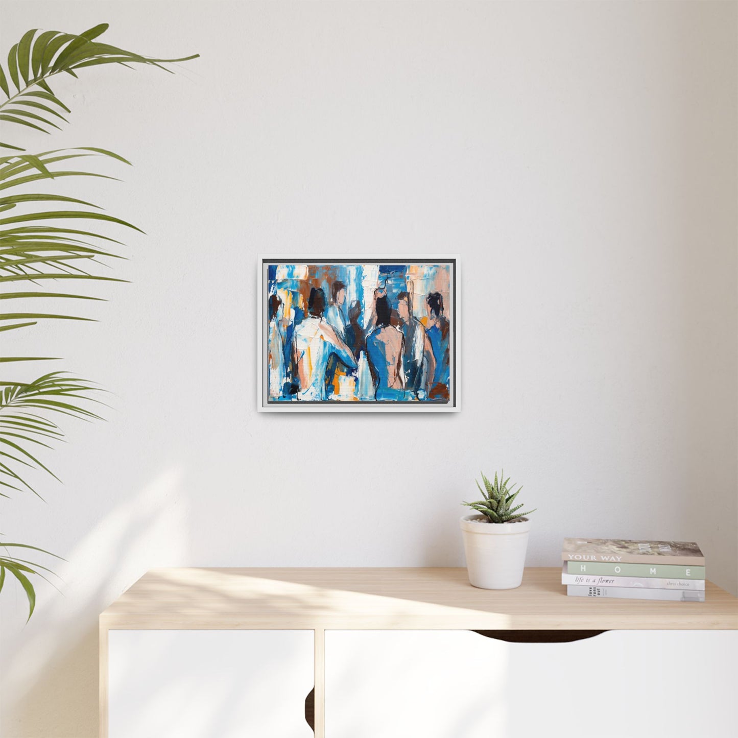 Abstract Coastal Figures Matte Canvas Framed Wall Art