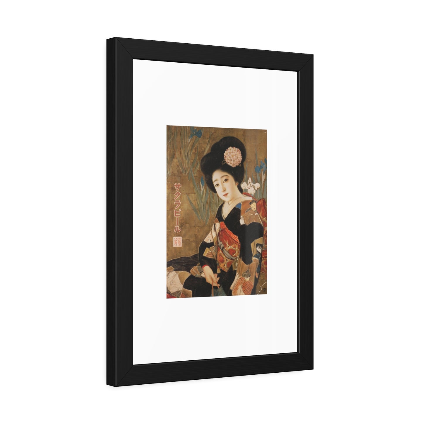 Sakura Beer by Kitano Tsunetomi Geisha Portrait Framed Paper Poster — Vintage Japanese Art Print