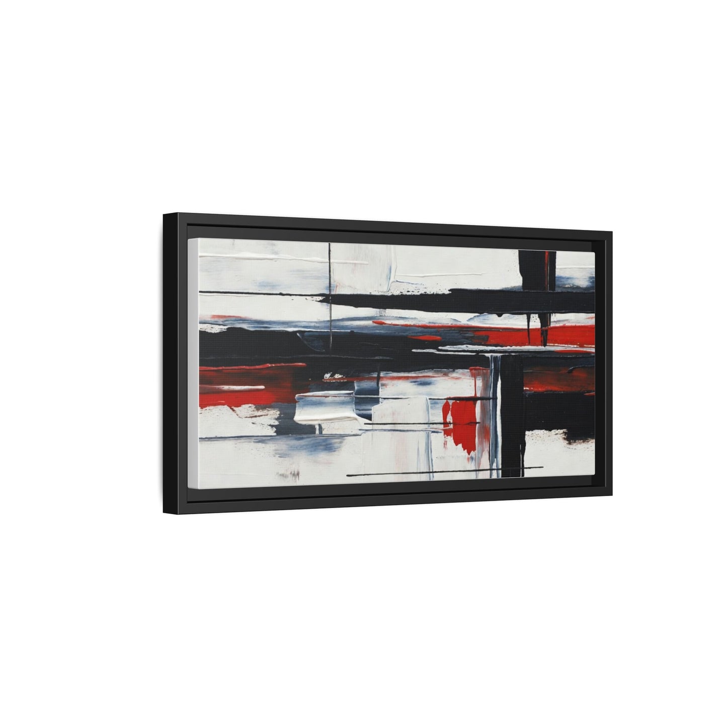 Abstract Red & Black Framed Canvas Art — Modern Matte Wall Painting