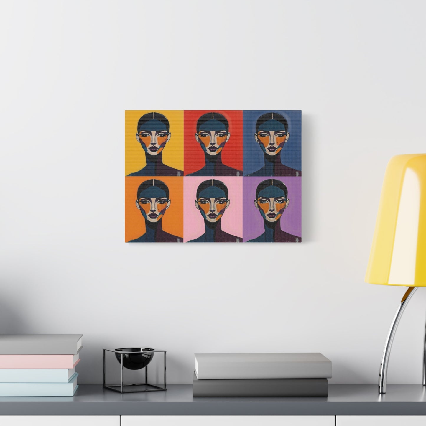 Pop Art Portrait Canvas - Colorful Six-Panel Female Face Wall Art