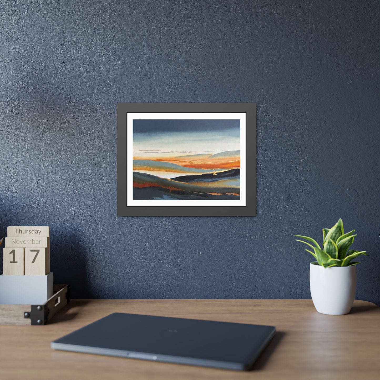 Abstract Golden Landscape Framed Poster — Contemporary Wall Art