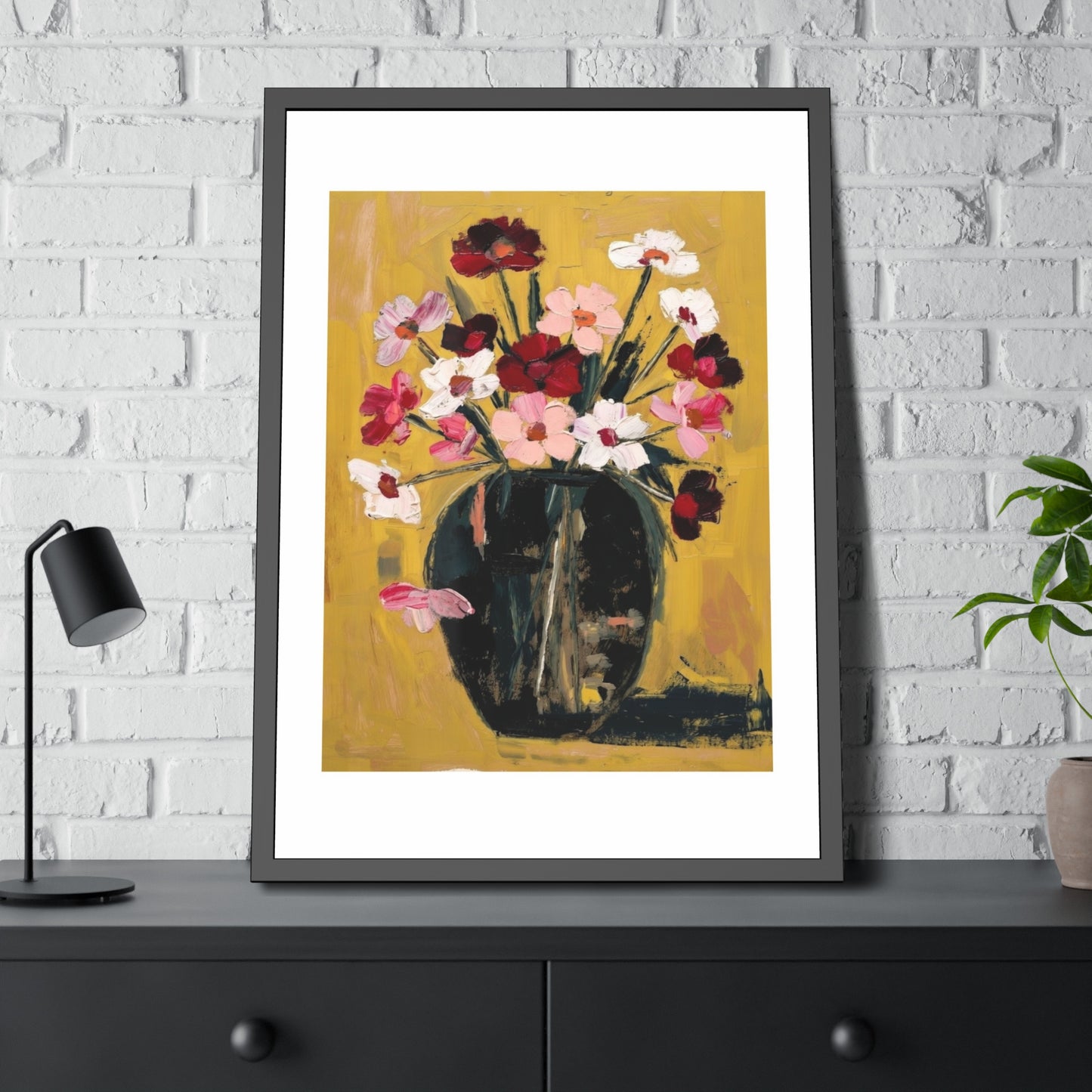Framed Poster  Abstract Floral Vase Art Print