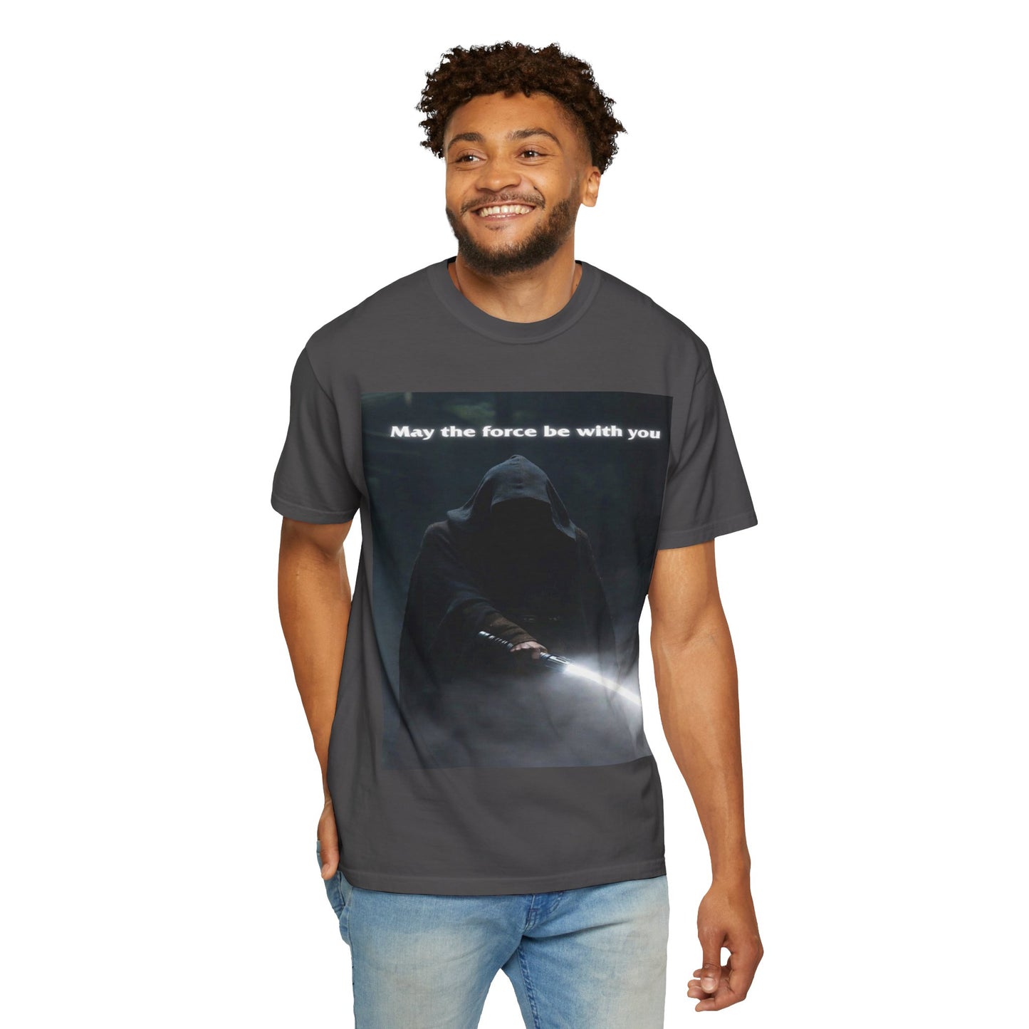 May the Force Be With You T-Shirt — Dark Hooded Lightsaber Graphic Tee