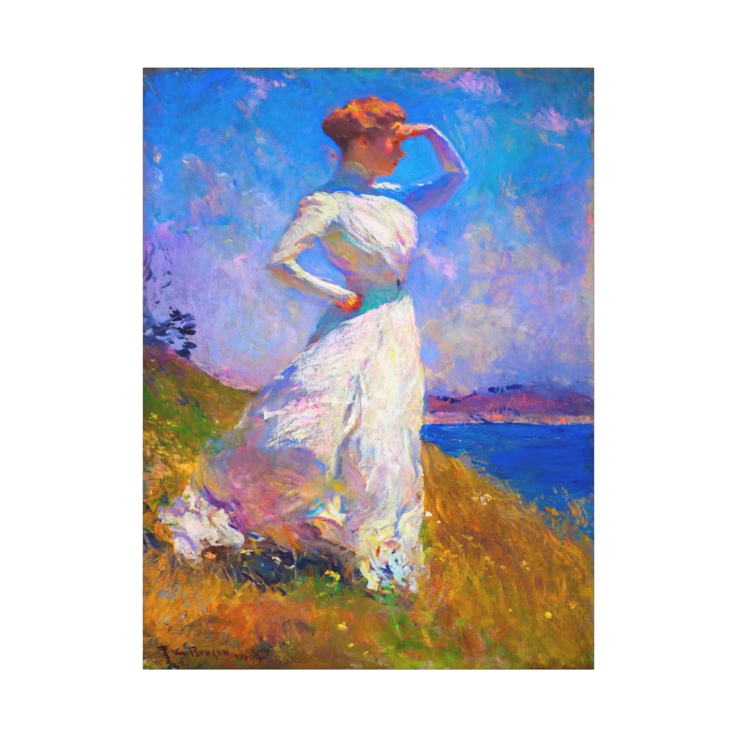 Impressionist Coastal Lady Matte Canvas Print — Stretched 1.25"