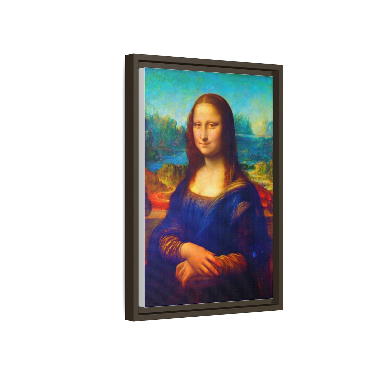 Framed Matte Canvas Print — Colorful Mona Lisa Wall Art