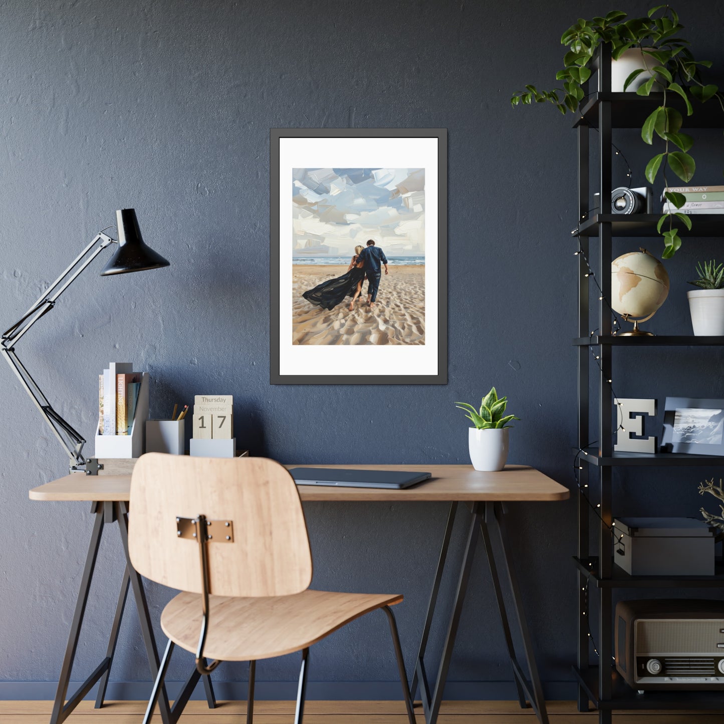 Framed Poster — Romantic Beach Couple Art Print