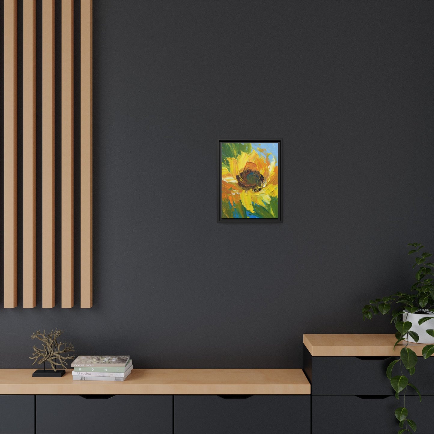 Framed Sunflower Abstract Matte Canvas Print