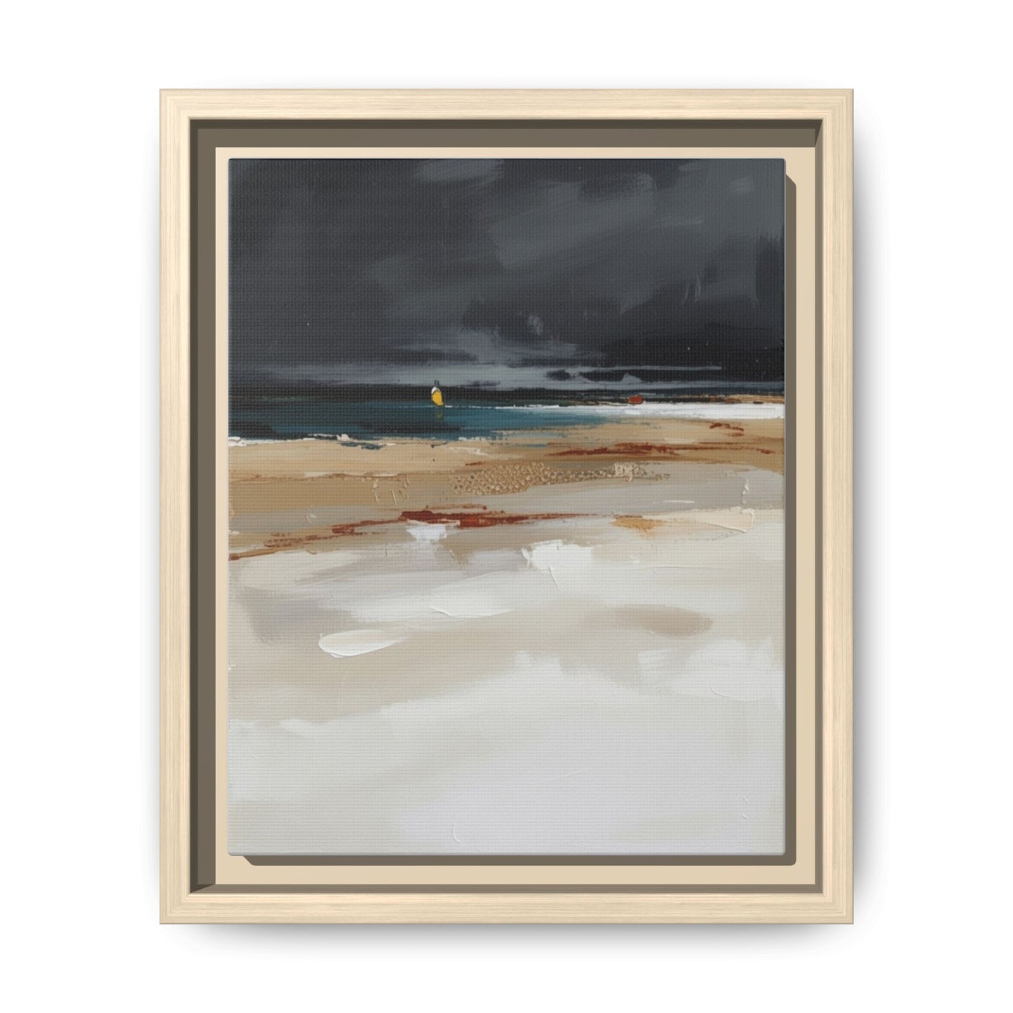Framed Matte Canvas Beachscape Art Print — Coastal Abstract Wall Decor