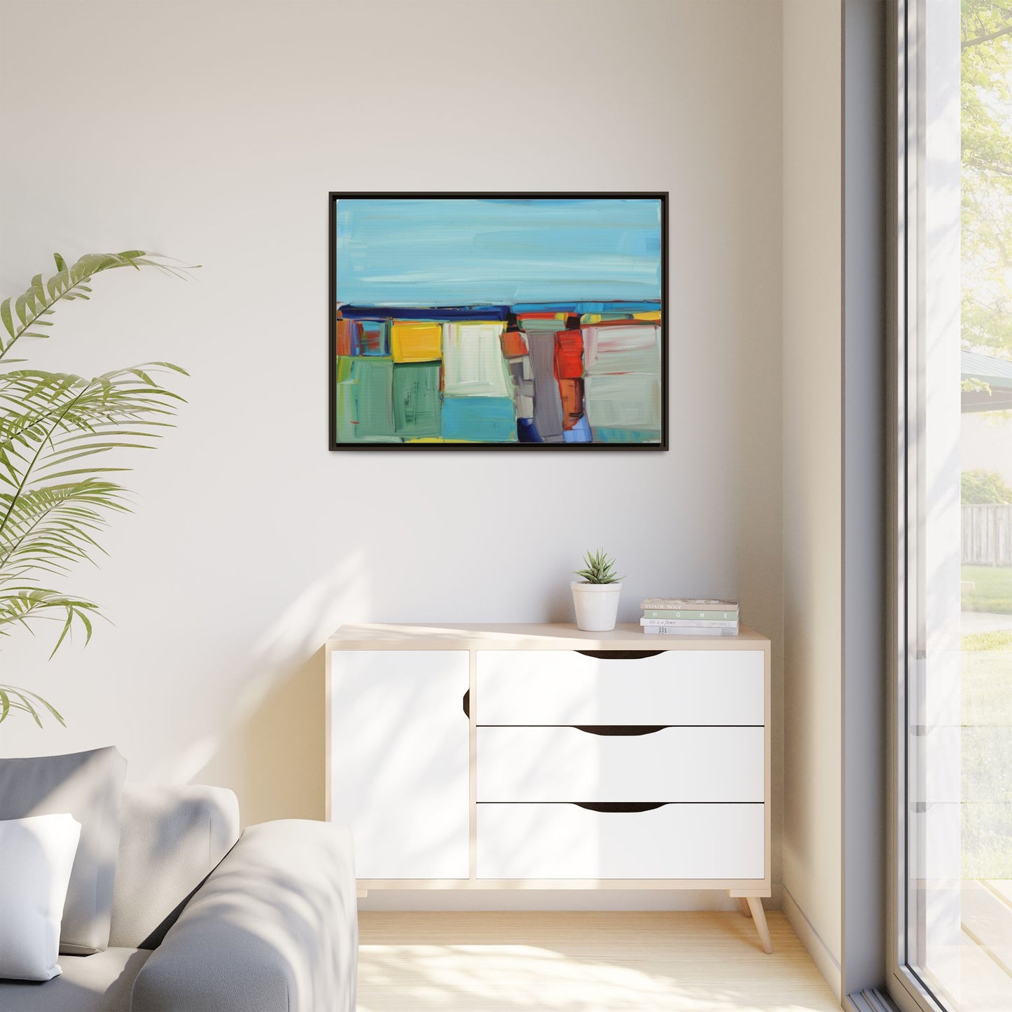 Abstract Coastal Blocks Matte Canvas Print (Framed)