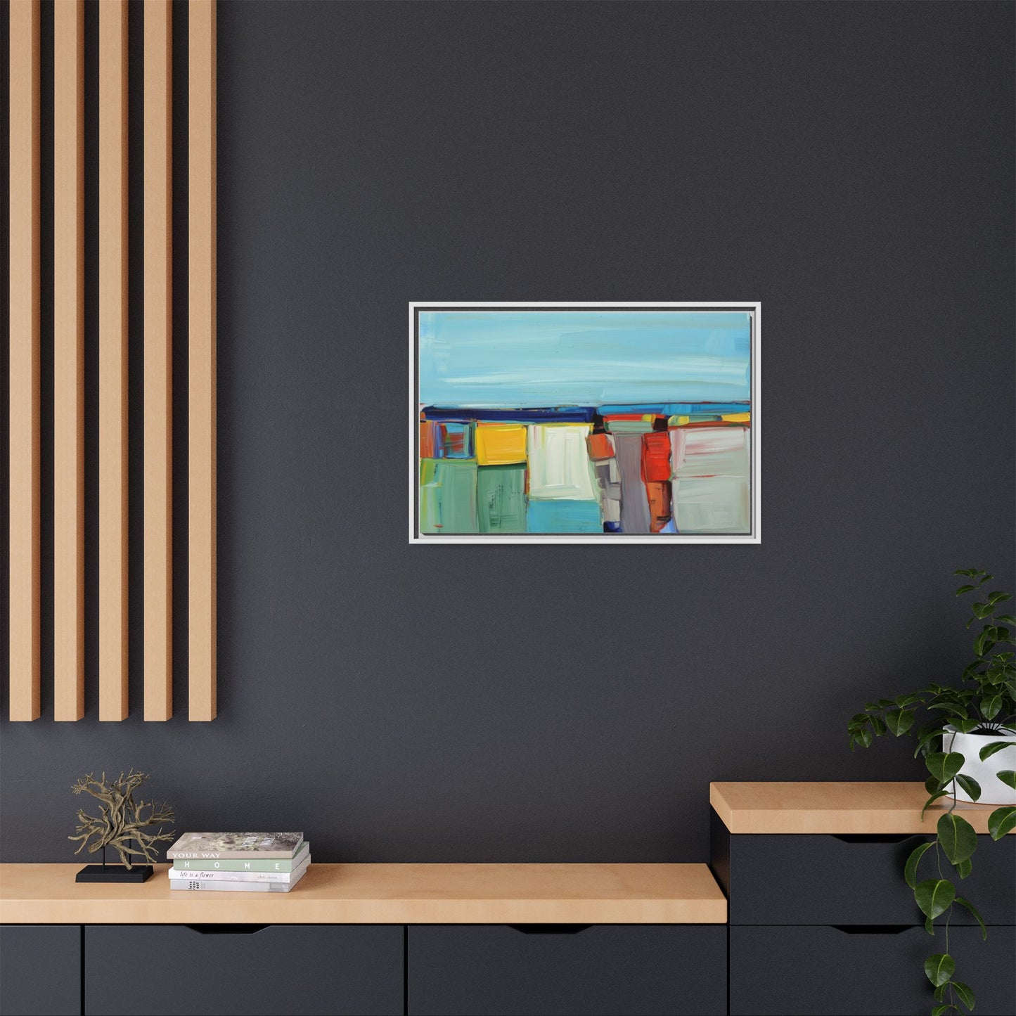 Abstract Coastal Blocks Matte Canvas Print (Framed)