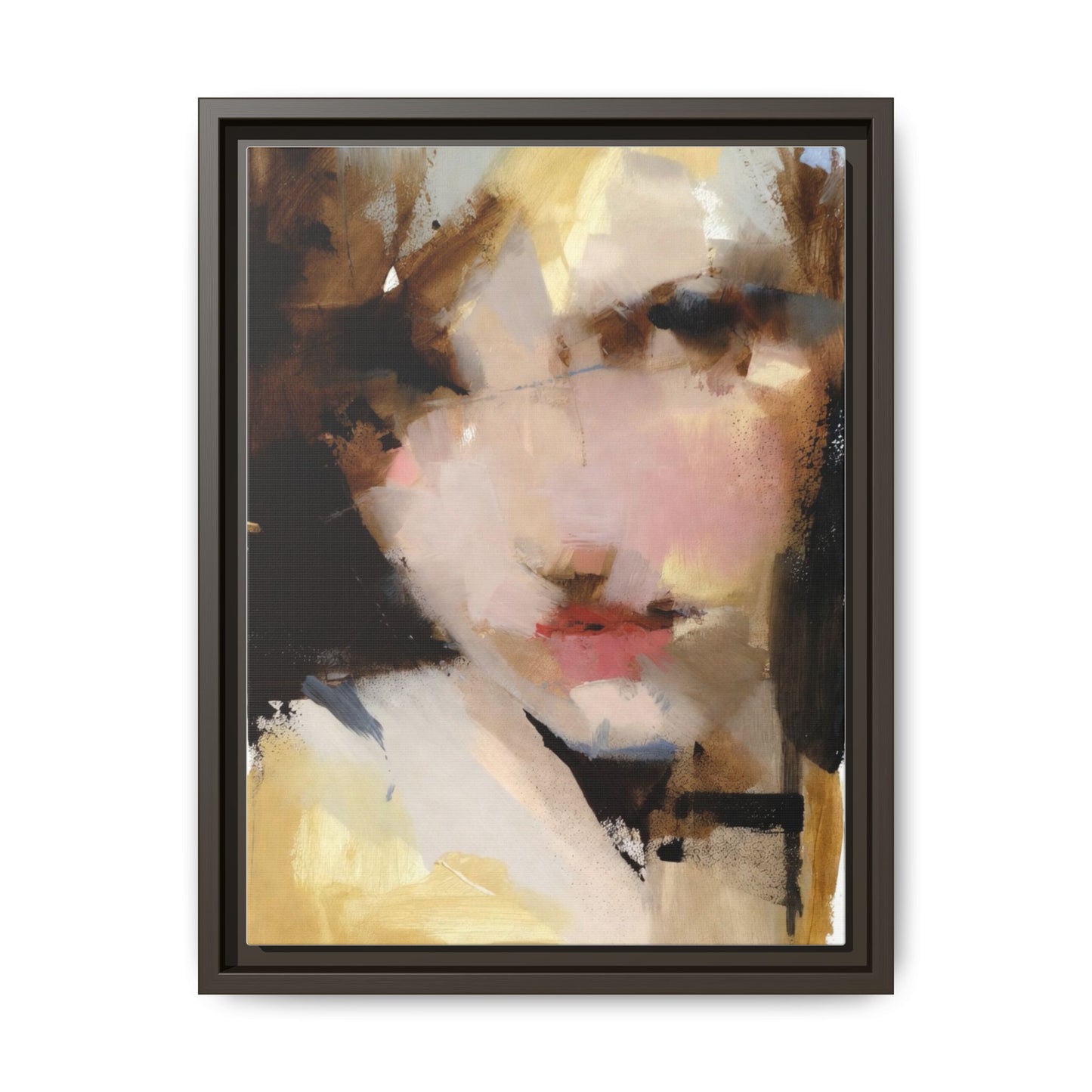 Abstract Portrait Matte Canvas Framed Print — Modern Feminine Wall Art