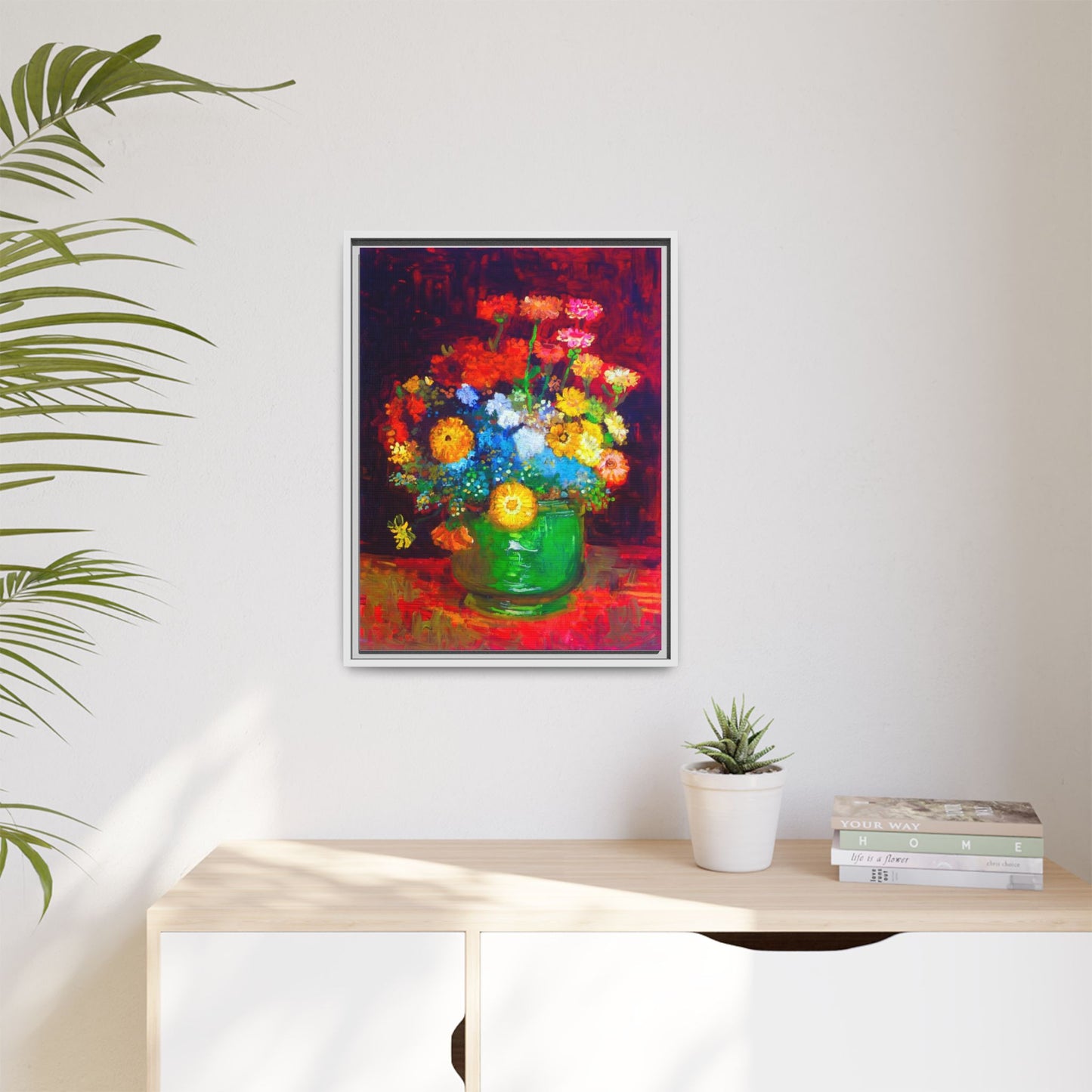 Framed Floral Canvas Print — Colorful Bouquet Wall Art