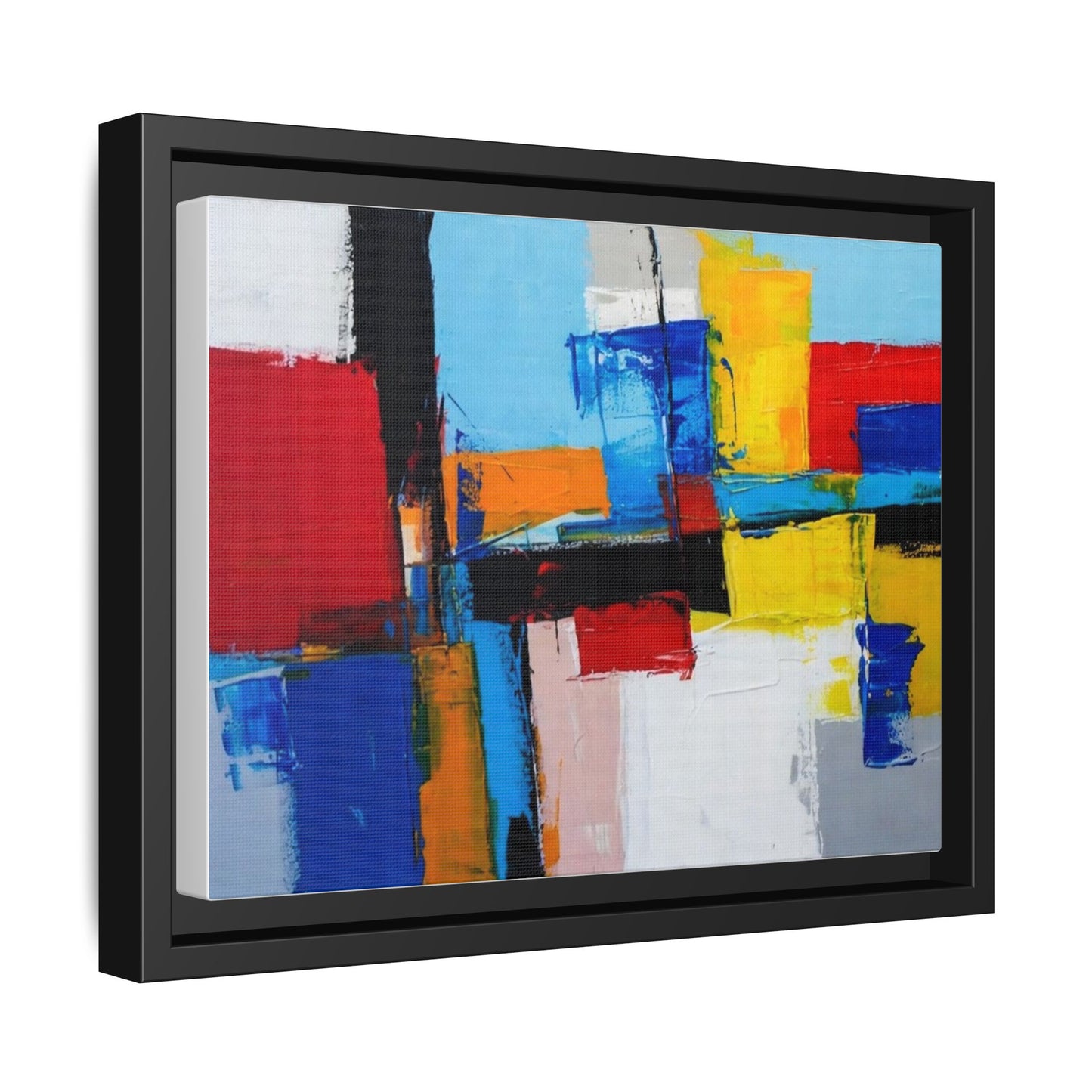Abstract Color Block Matte Canvas Framed Wall Art