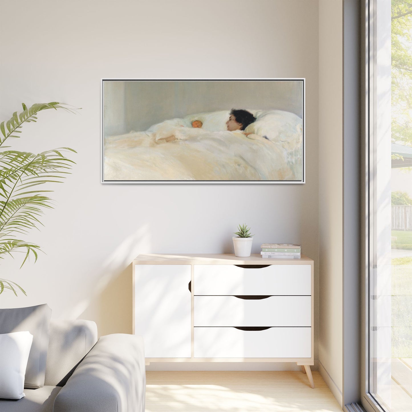 Mother by Joaquin Sorolla y Bastida Framed Matte Canvas Wall Art Print