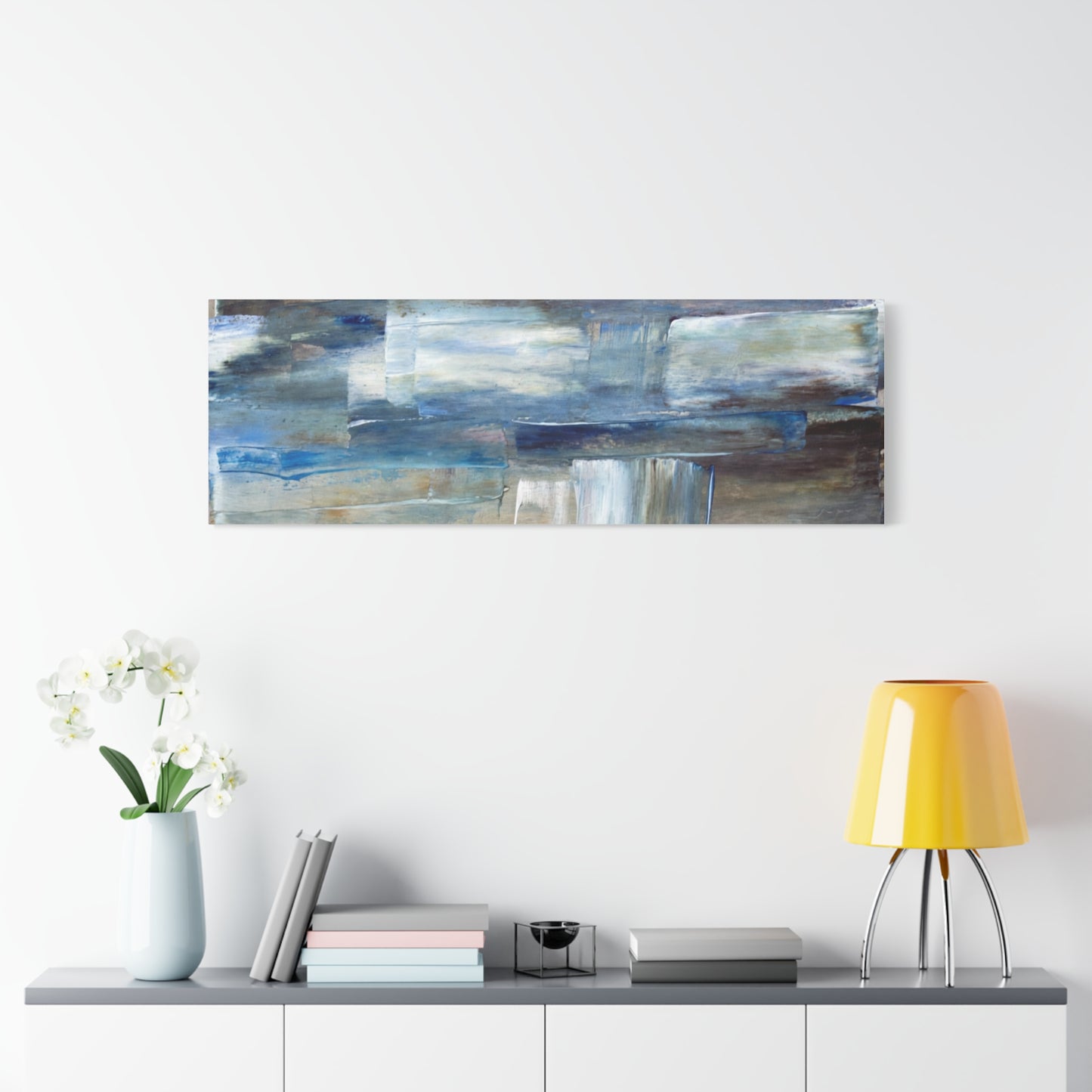 Abstract Blue Waterfall Matte Canvas Wall Art, Stretched 1.25"