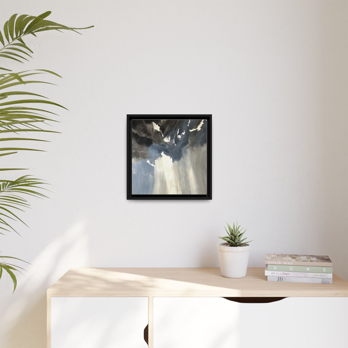 Framed Matte Canvas Art — Moody Abstract Sky Painting
