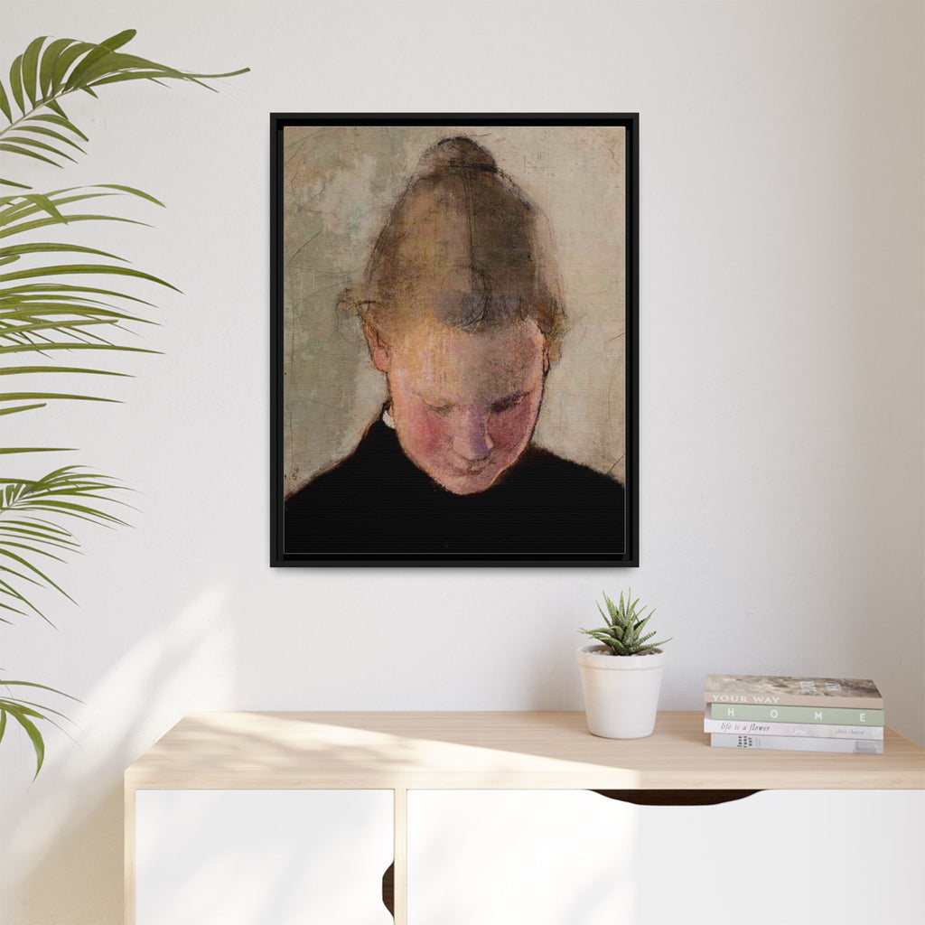 Lukeva tytto by Helena Schjerfbeck Framed Matte Canvas Art Print