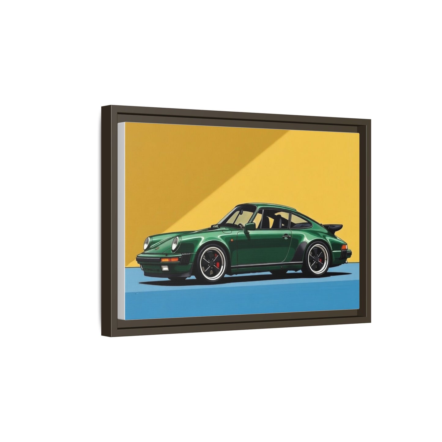 Framed Matte Canvas — Green Sports Car Wall Art