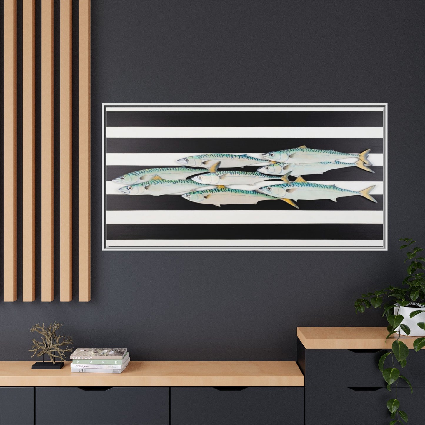 Striped Mackerel Canvas Print — Framed Matte Fish Wall Art