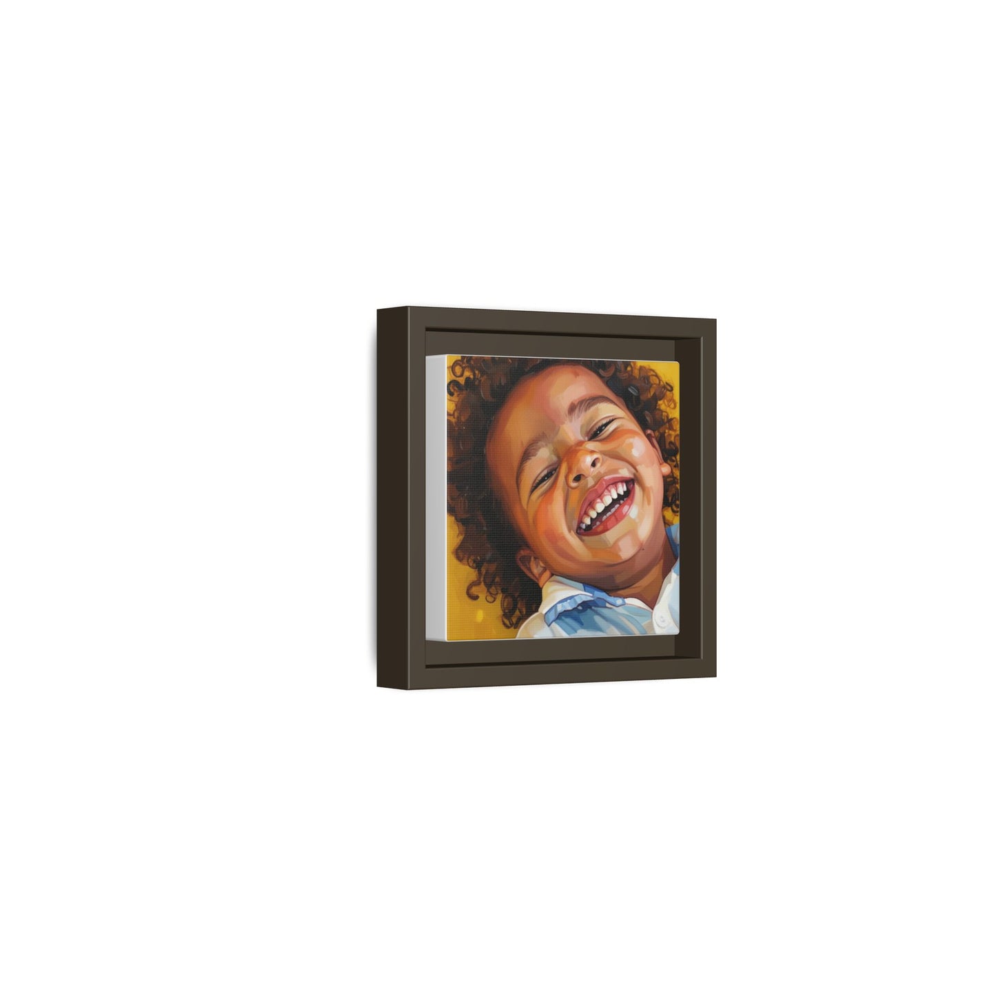 Framed Matte Canvas Print – Joyful Child Portrait, Colorful Nursery Wall Art