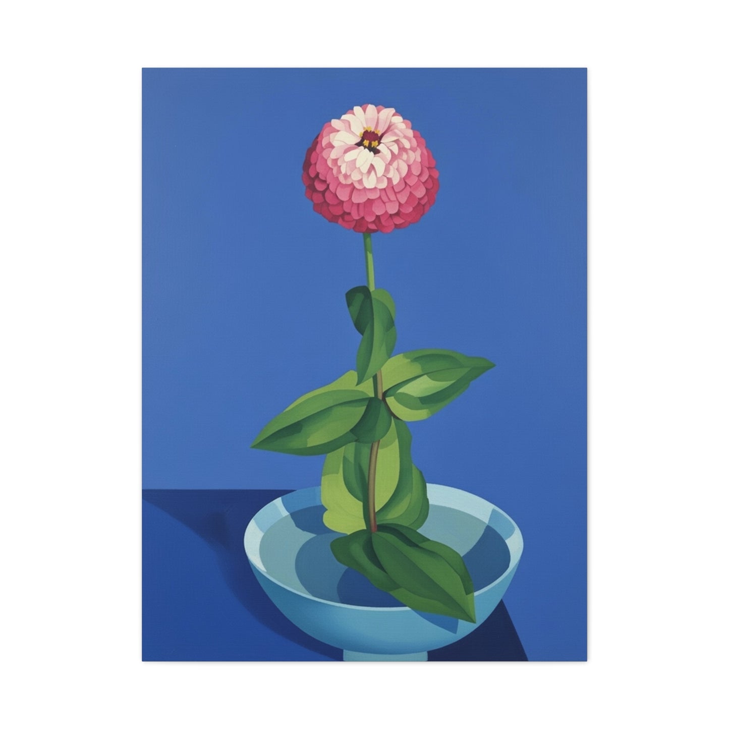 Pink Zinnia Still Life Matte Canvas Wall Art — Stretched 1.25"