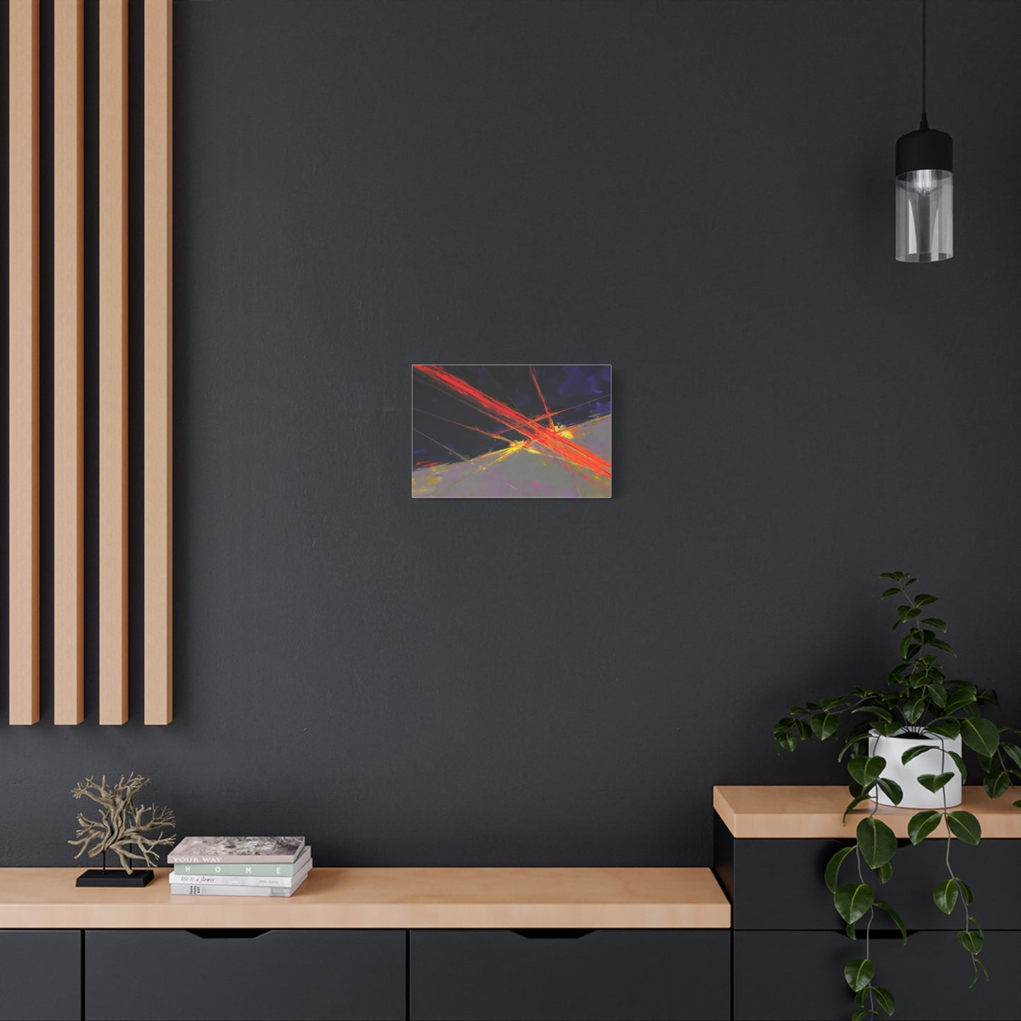 Abstract Red Streaks Matte Canvas Print — Modern Geometric Wall Art